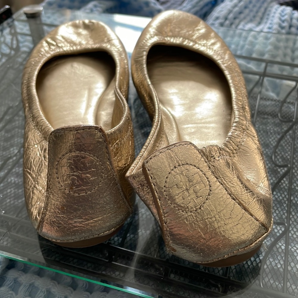 Gold Tory Burch Flats